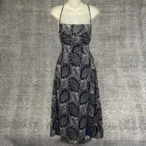 Lulus Blue Paisley Print Strappy Midi Dress S